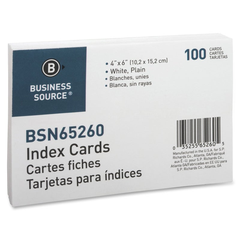 Business Source, BSN65260, Plain Index Cards, 100 / Pack - Image 3